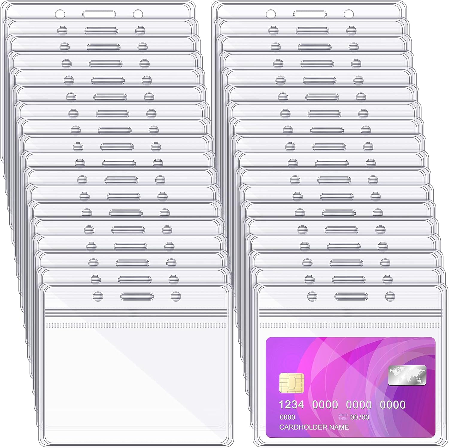 Zonon 150 Pcs Horizontal Clear ID Badge Holders Plastic Card Name Tag Holders Badge Sleeves Horizontal Waterproof Transparent PVC Sleeve Cover Pouch for Office School Travel(4.53 x 3.94 Inch)