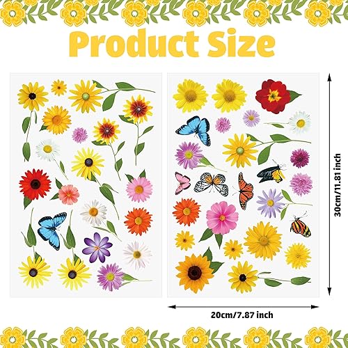 Miniatura 2 de 90 calcomanías de primavera para ventana, diseño de margaritas anticolisión, calcomanías de ventana de doble cara, decoración floral de primavera