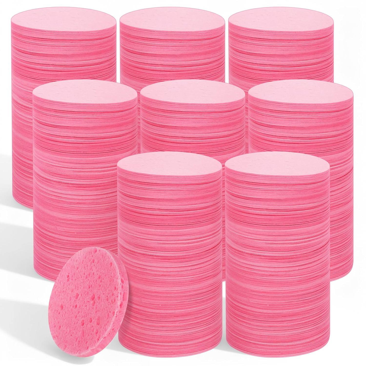 300 Count Compressed Facial Sponges for Cleansing, Disposable Face Sponge for Estheticians, Travel Face Sponge for Facial Spa Exfoliating Makeup Mask Removal, Pink