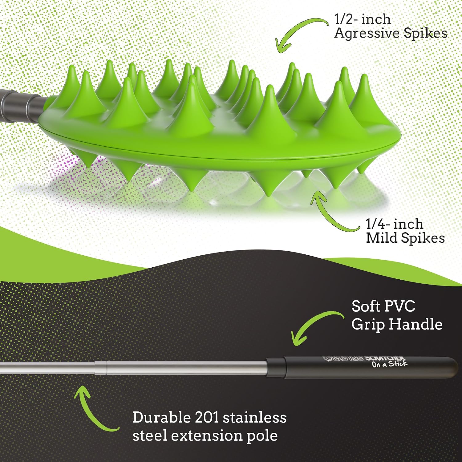 Cactus Scratcher Extendable Keychain Back Scratcher - 16" Long Stick Double Sided Retractable Scratching Tool for Hand, Neck, Head, and Body - Universal Gift for Family, Pets, and Friends, Green image 2