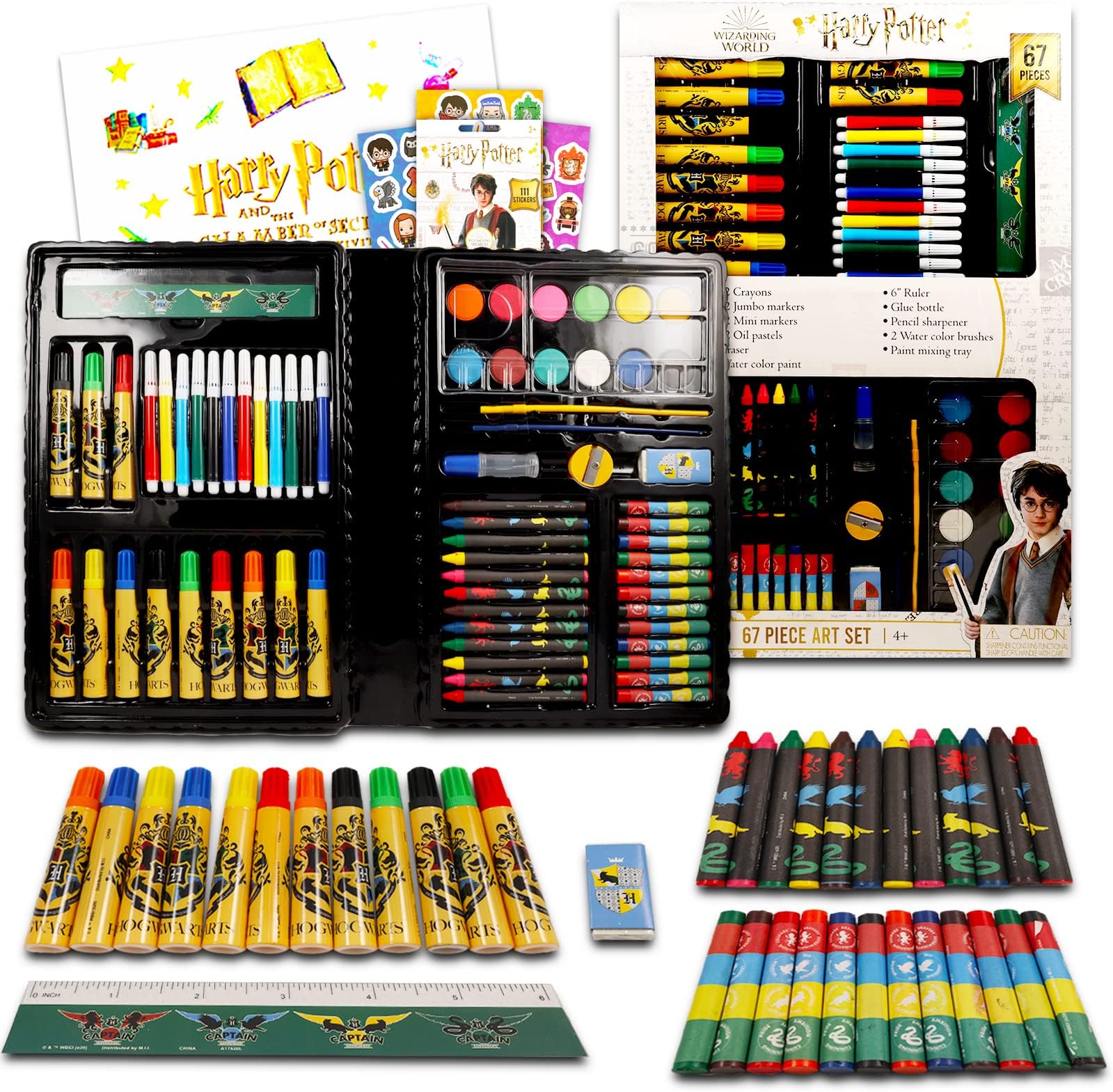 Wizard World Harry Potter Hogwarts Stationery Set for Kids - 70+ Pc Arts and Crafts Bundle with Coloring Kit, Stickers, Magic Activity Pack (Harry craft kit)