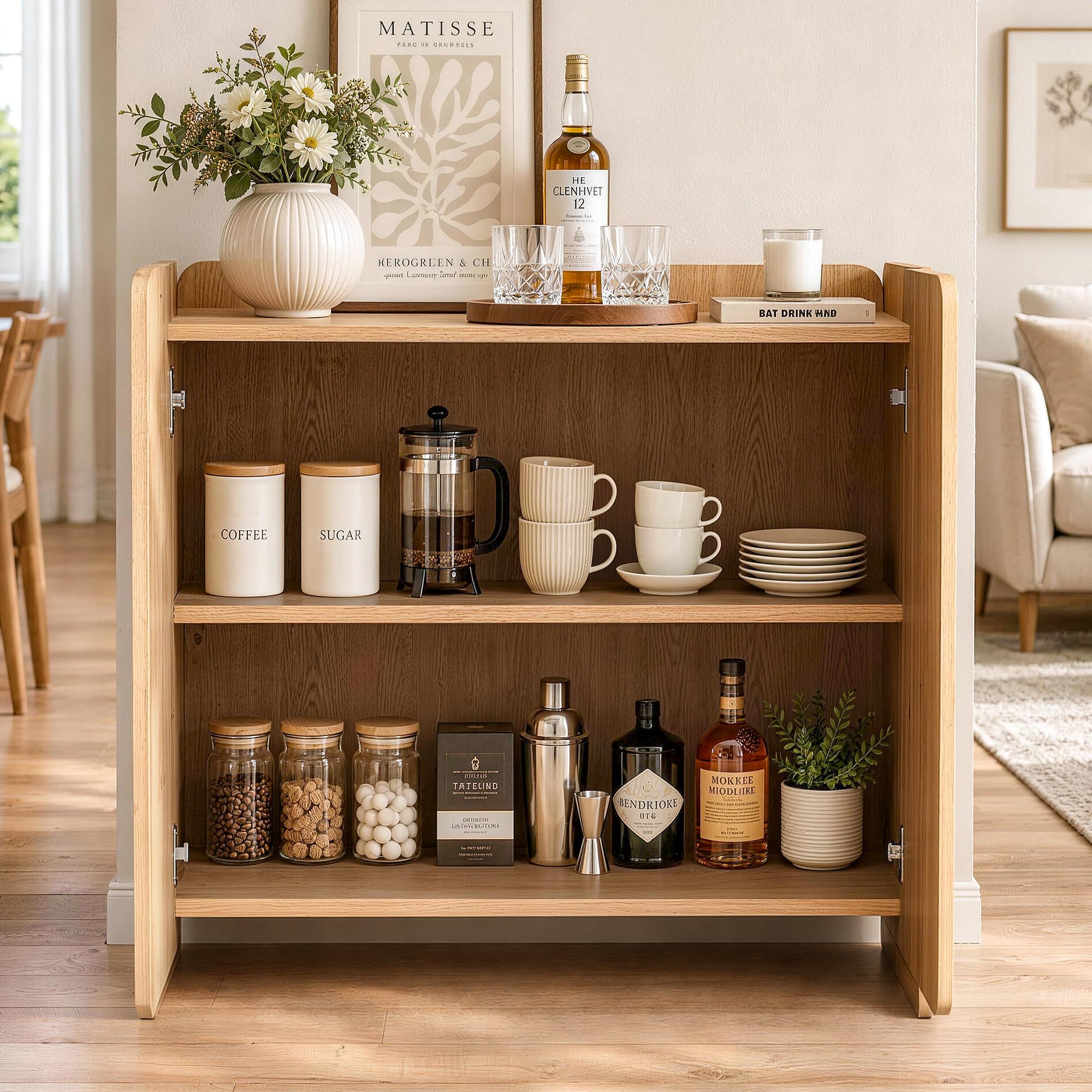 Pamapic Sideboard,Küchenschrank mit 2 Türen,Buffetschrank mit Kippsicherung