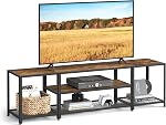 VASAGLE Modern TV Stand for TVs up to 65 Inches, 3-Tier Entertainment Center, Industrial TV Console Table with Open Storage Shelves, for Living Room, Bedroom, Rustic Brown and Black ULTV097B01