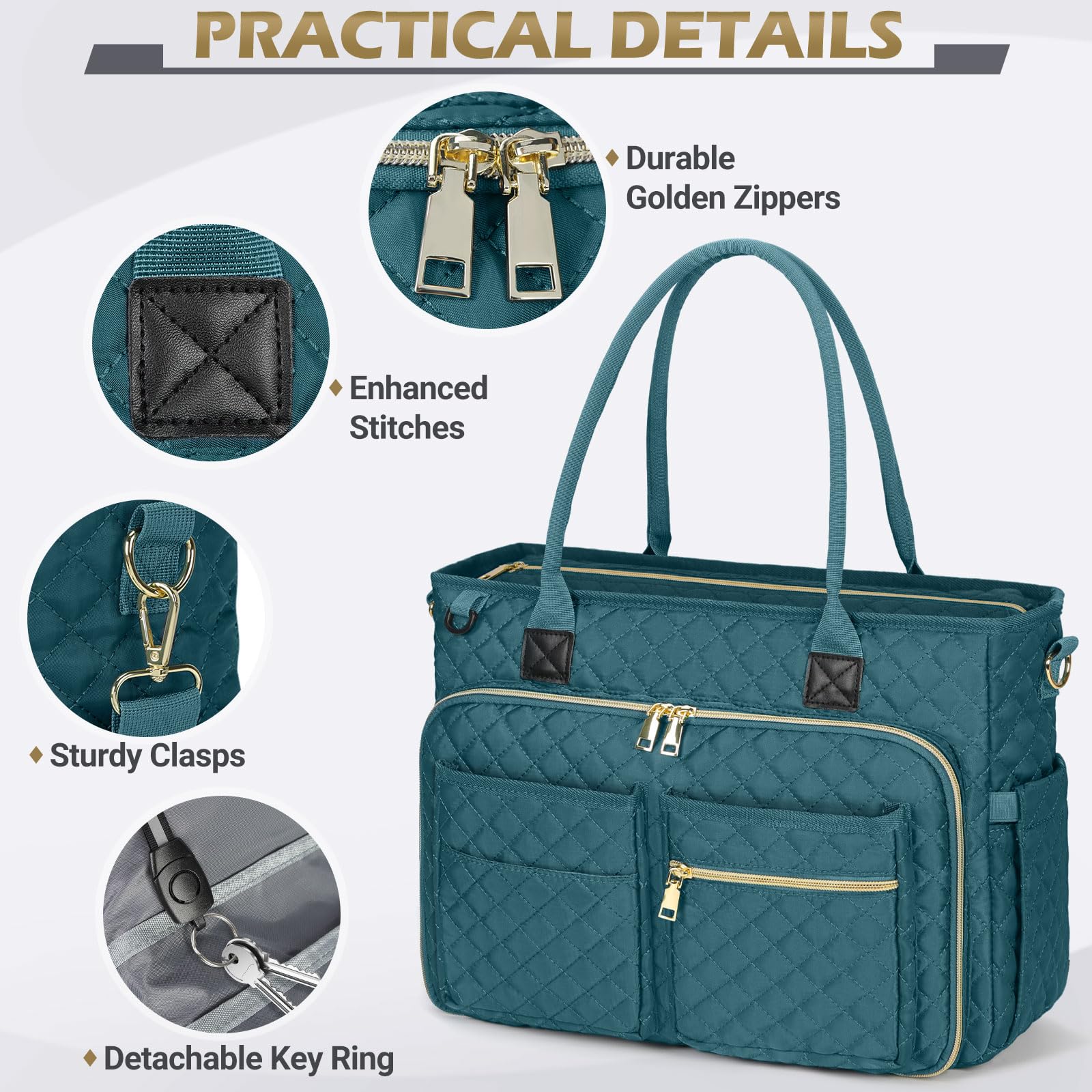 RAINSMORE Lehrertasche 17.3 Zoll Laptoptasche Damen Aktentasche mit Isolierter Tasche Arbeitstasche Damen für Krankenschwestern, Lehrer, Universität, Business
