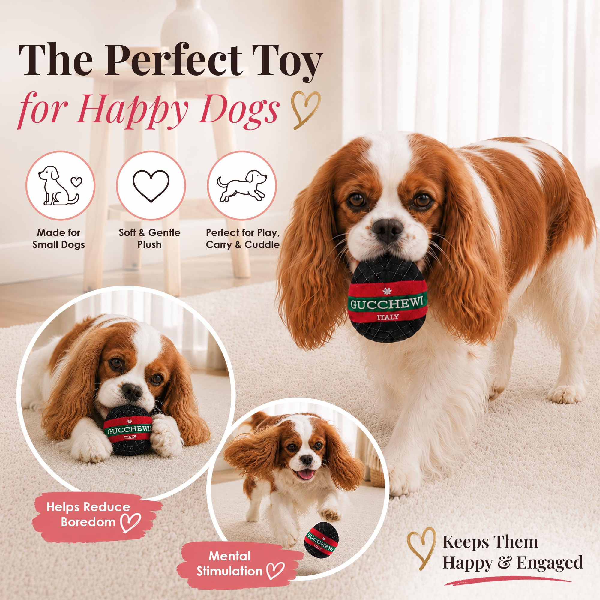 Dog Diggin Designs Colección Runway Pup | Juguetes únicos de peluche para perros de parodia chirriante - Huesos, bolas y más para perros Prêt-à-Porter