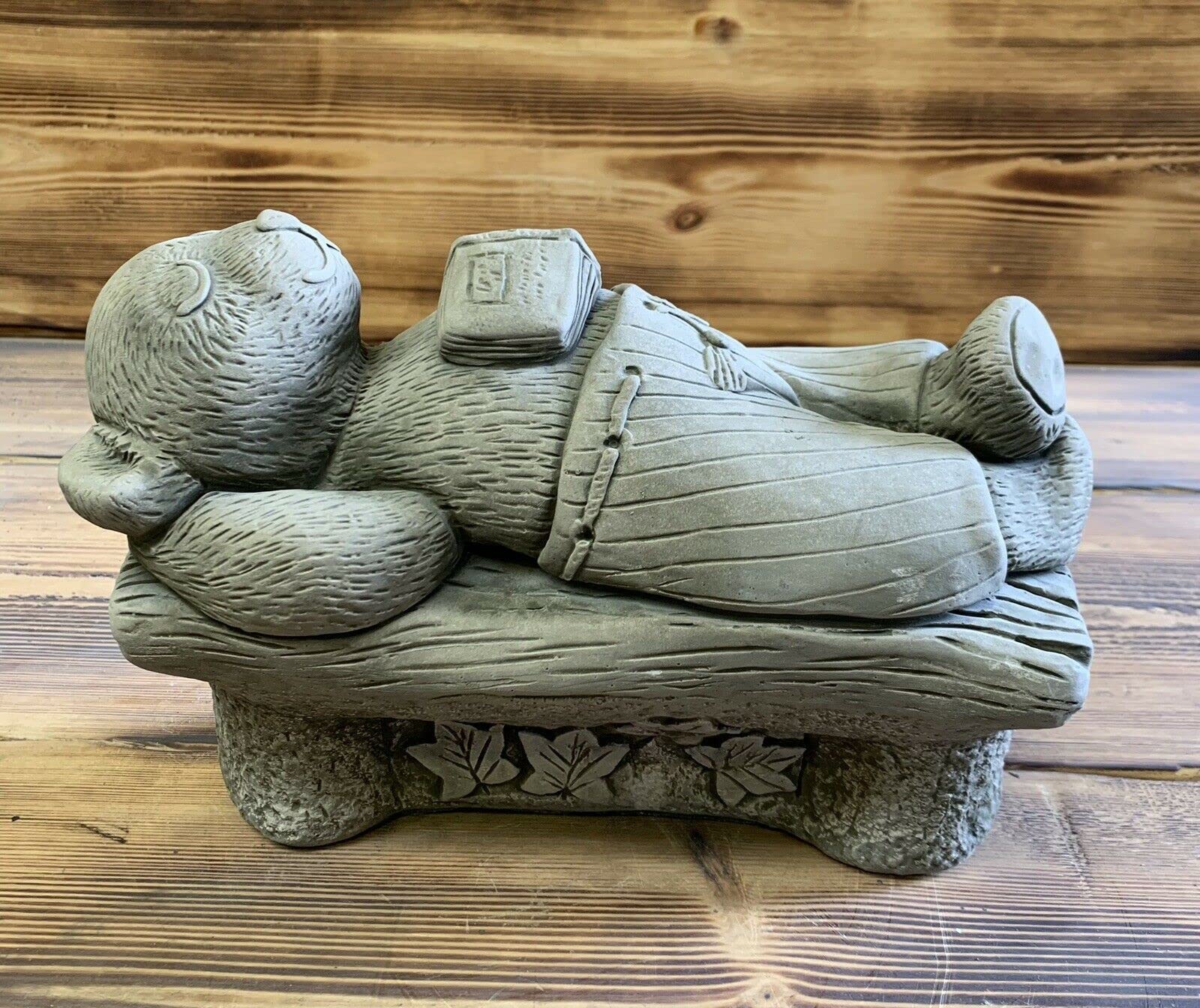 J And L Stone Ornaments Grey Stone Garden Sleeping Teddy Bear Statue Ornament