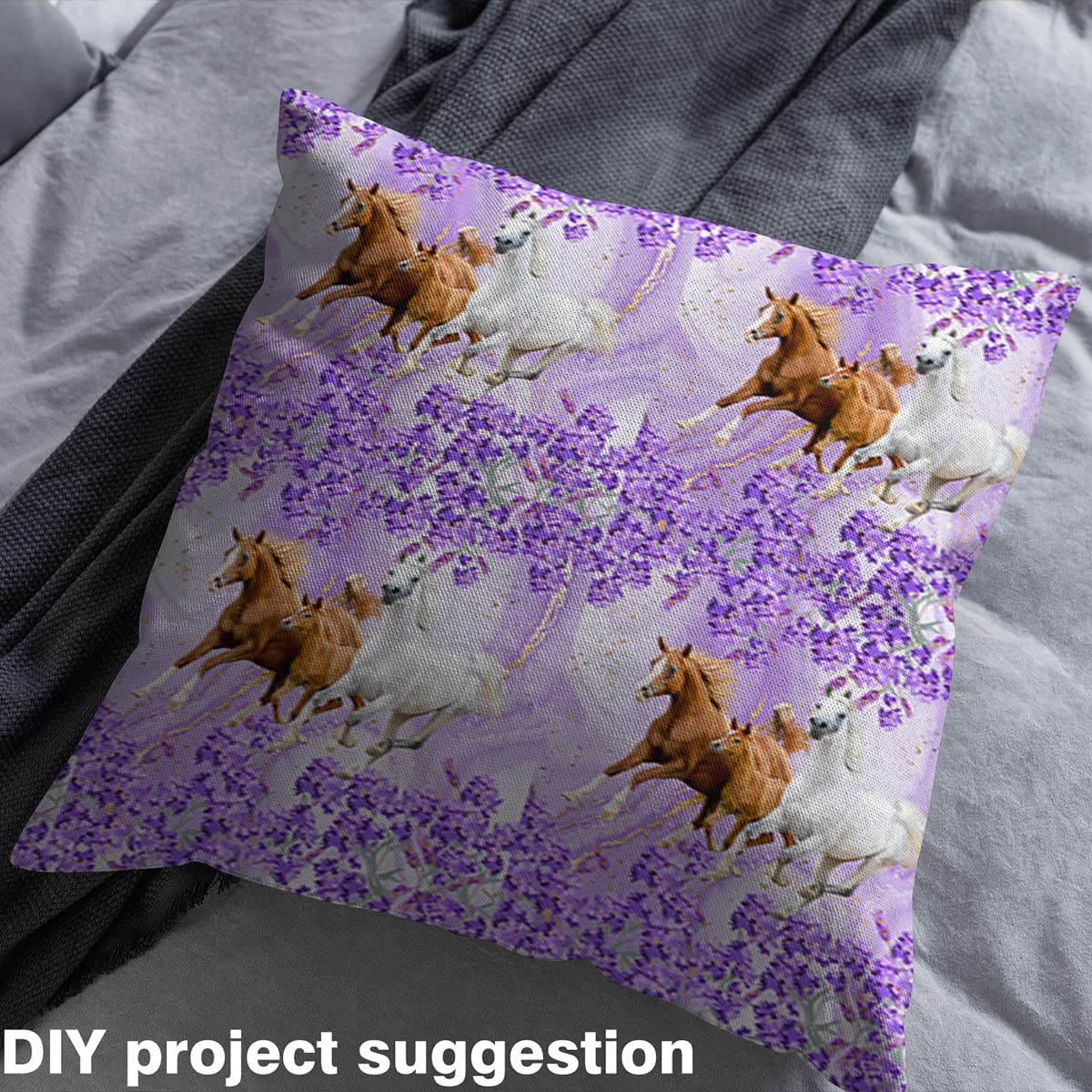 Tela de caballo por The Yard para adultos, niños, mujeres y hombres, decoración de tela de retapicería de caballo galopante, tela de tapicería de mármol morado suave para sillas, 3 yardas (276 x 150