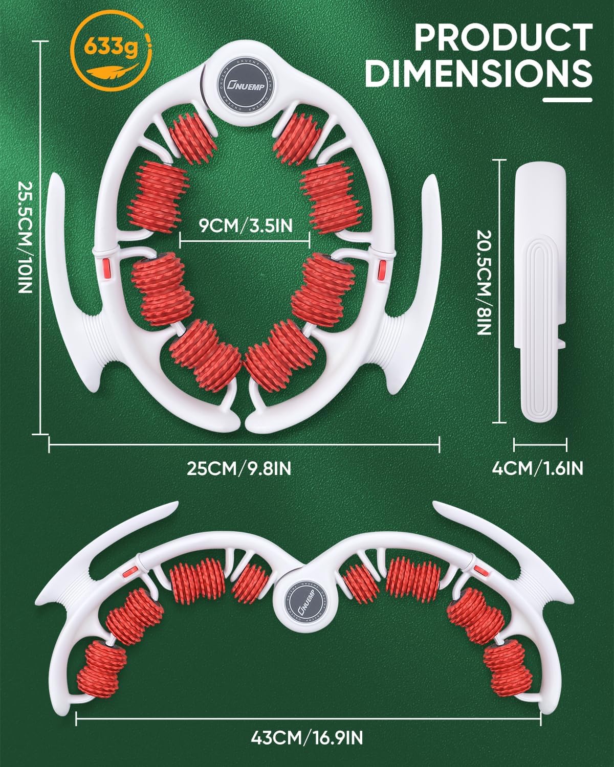 ONUEMP Cellulite Remover for Legs, Cellulite Massager Roller Muscle Roller, Fascia Massage Tool Thigh, Calf, Leg Massager - Anti-Celulitis, Lymphatic Drainage, Body Sculpting, Deep Tissue Pain Relief - Image 6