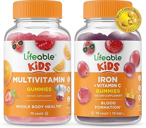Lifeable Multivitamínico para niños + hierro y vitamina C para niños, paquete de gomitas – Gran sabor, suplemento vitamínico, sin gluten, sin OMG,