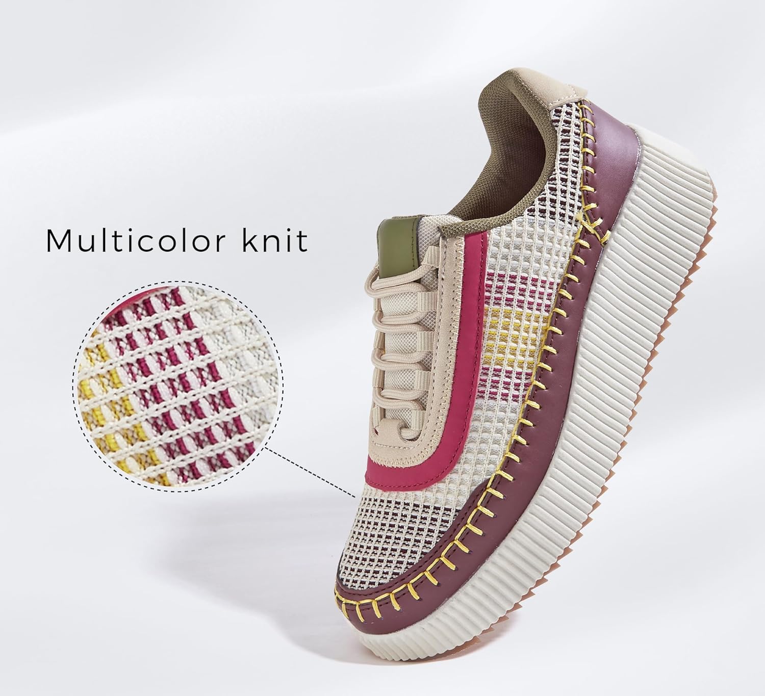 LUCKY STEP Women's Platform Sneakers Rhinestone Fashion Chunky Casual Sparkly Retro Braided Walking Shoes - Image 3