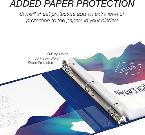 Vista 474 de Samsill Carpeta duradera de 1.5 pulgadas, fabricada en los Estados Unidos, carpeta de anillos en D, carpeta transparente personalizable, surtido