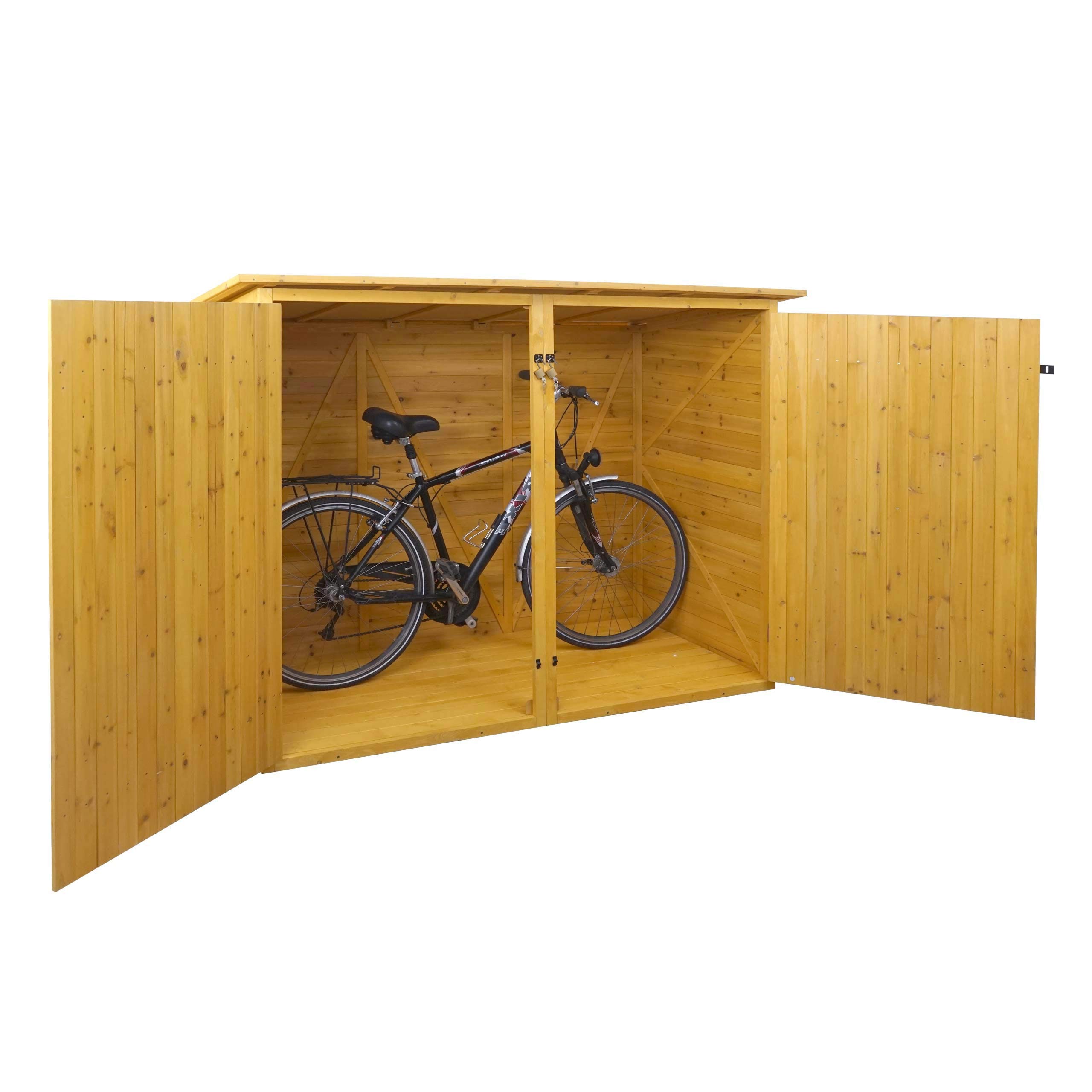 PROREGAL 1er-Fahrradgarage | HxBxT 152x184x98cm | Fahrradbox Geräteschuppen Gerätehaus | Braun | MVG abschließbar