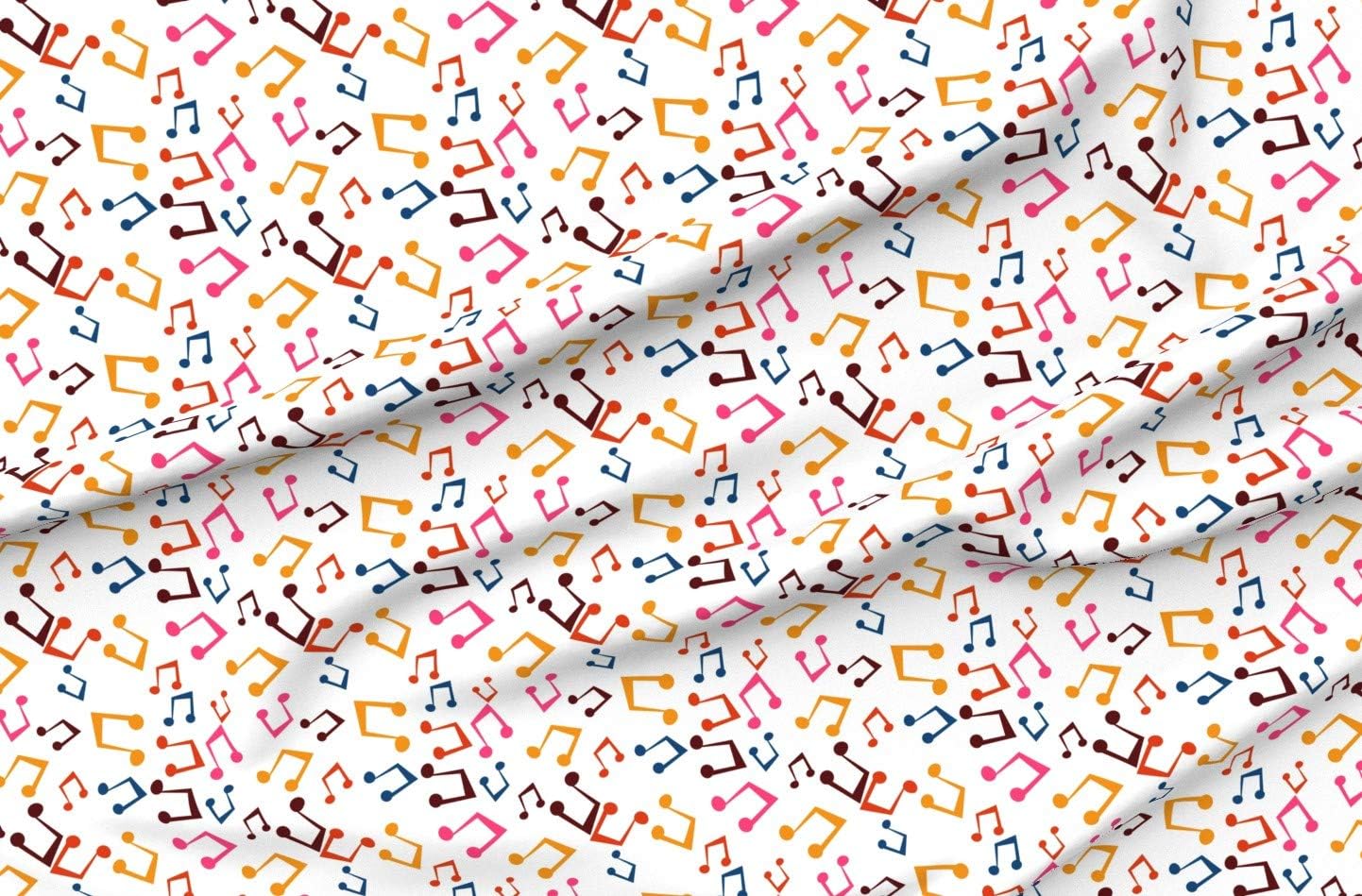 Spoonflower Fabric - Mix Music Musical Notes Printed on Organic Cotton Sateen Fabric by The Yard - Sewing Quilting Apparel Home Decor