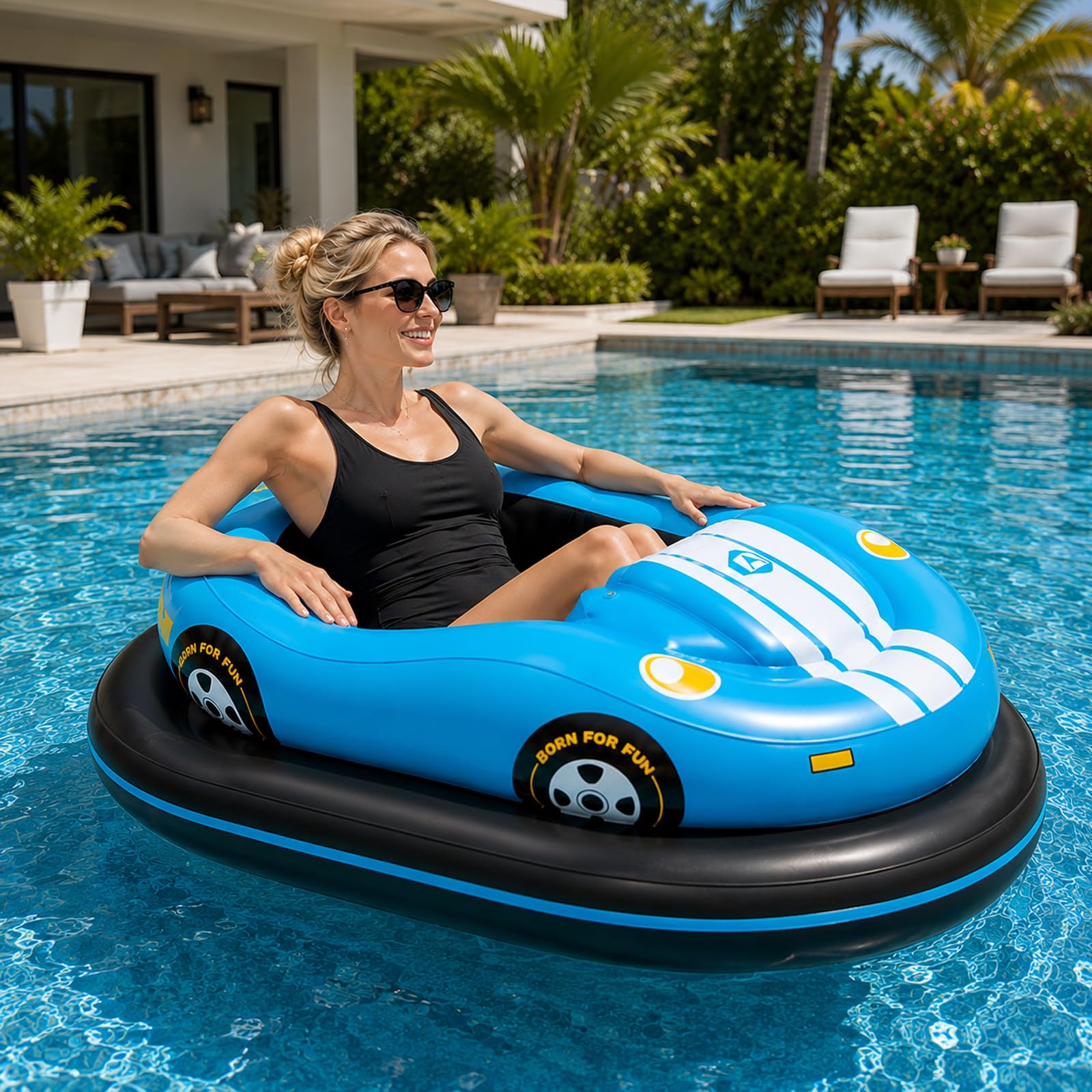 moupeaktain Motorized Pool Tube for Adults, Inflatable Bumper Boat