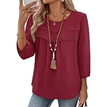 Ivicoer Womens 3/4 Length Sleeve Shirts Casual Chiffon Blouses
