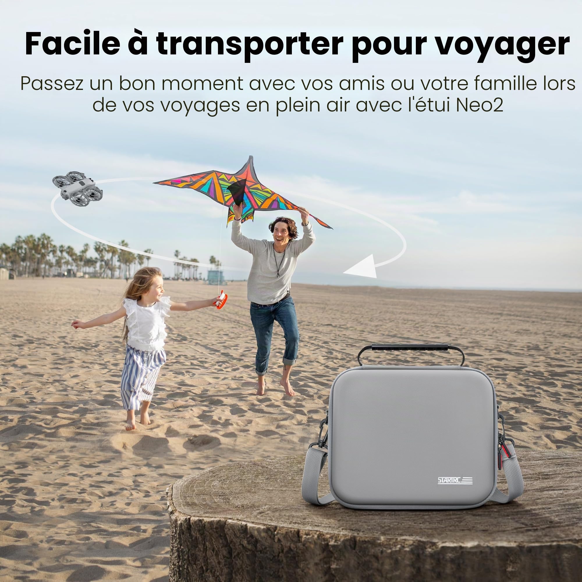 STARTRC Neo 2 Sac, Sac à bandoulière/main portable en PU pour drone DJI Neo 2 et accessoires de batteries