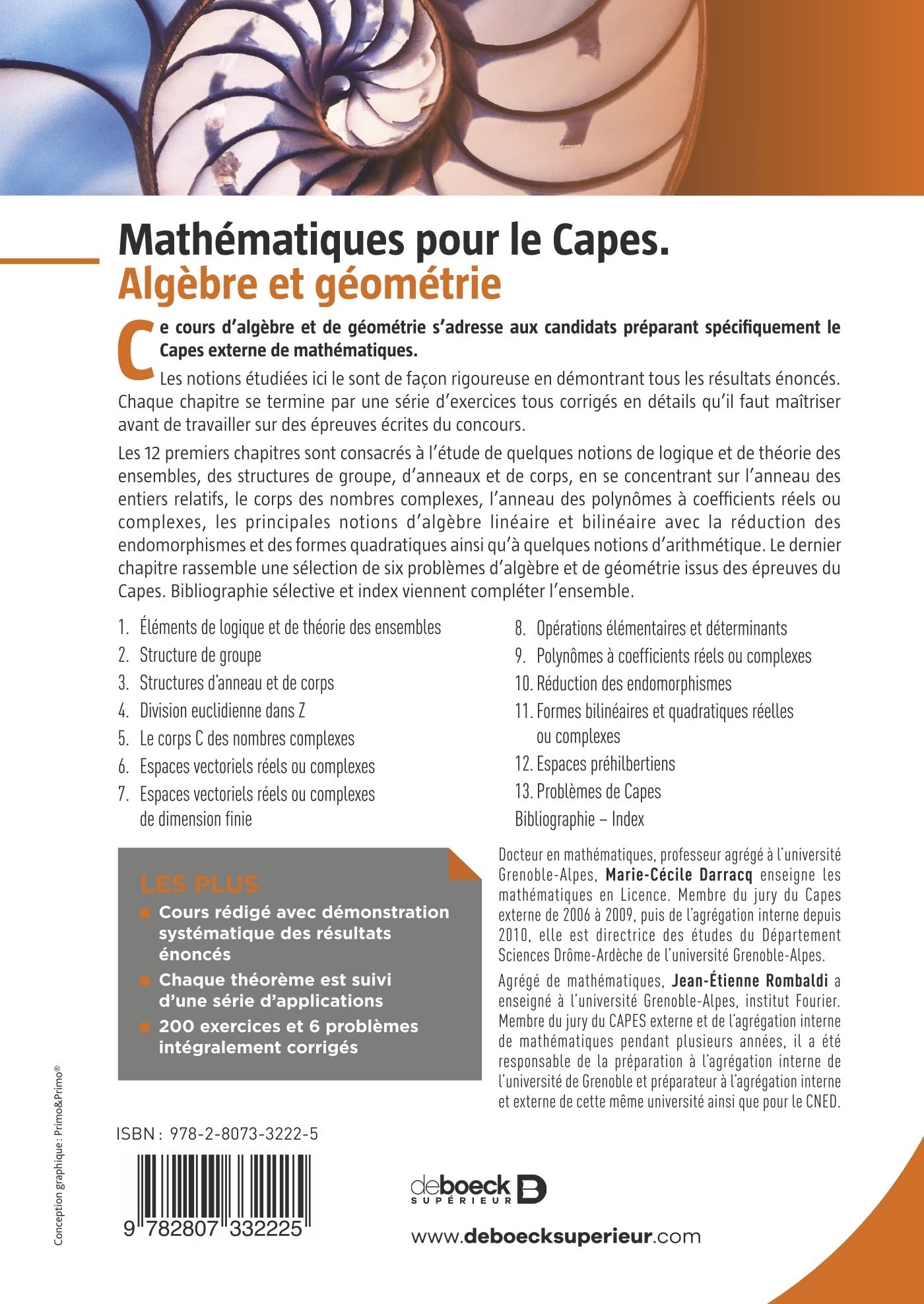 Mathématiques pour le Capes: Algèbre et géométrie