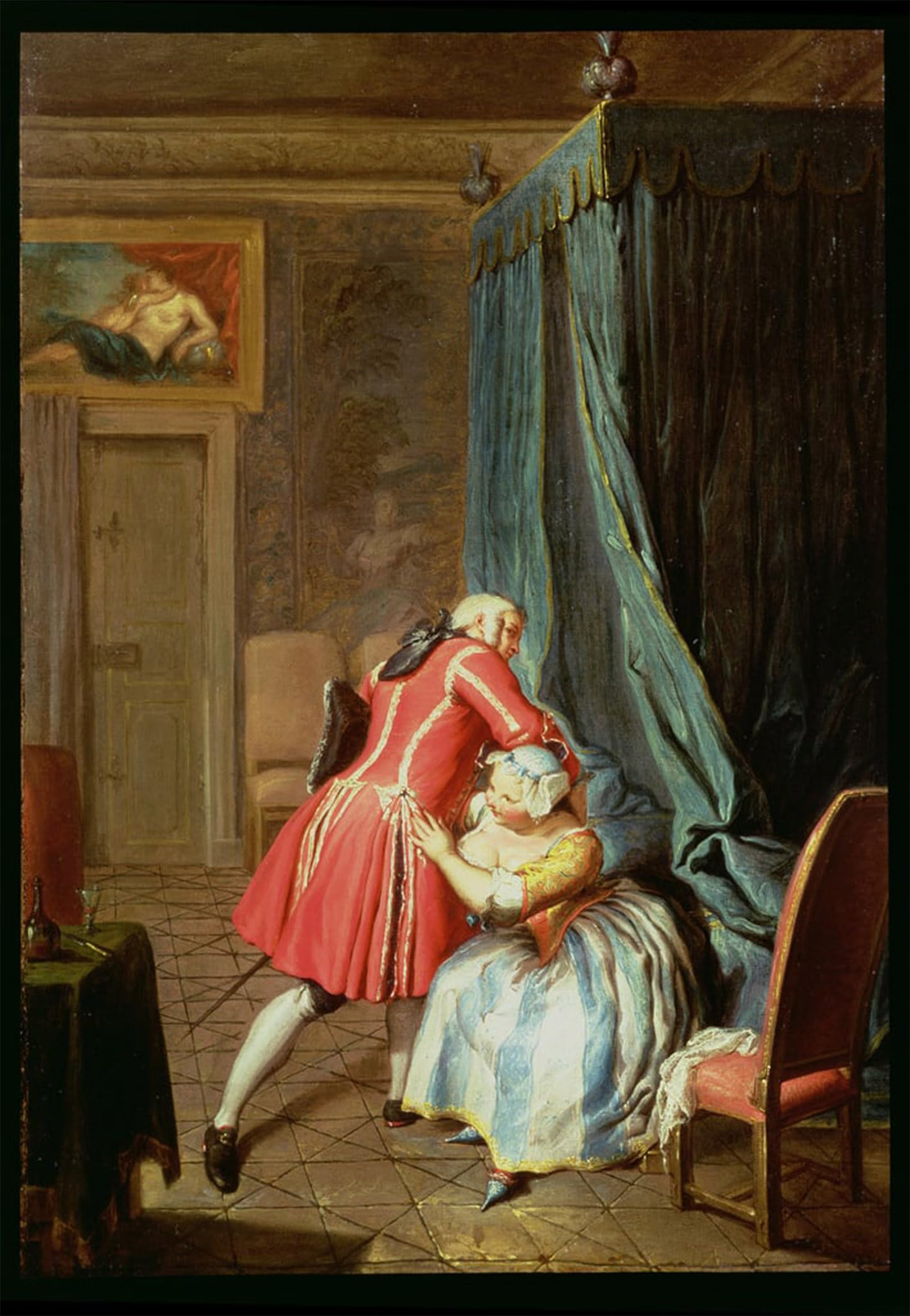 POSTERIIk Famous Print Pop Art Wall Art Graffiti Interior of a Bedchamber with a Couple Cavorting by Cornelis Troost Art Prints for Home Decor 60x90cm
