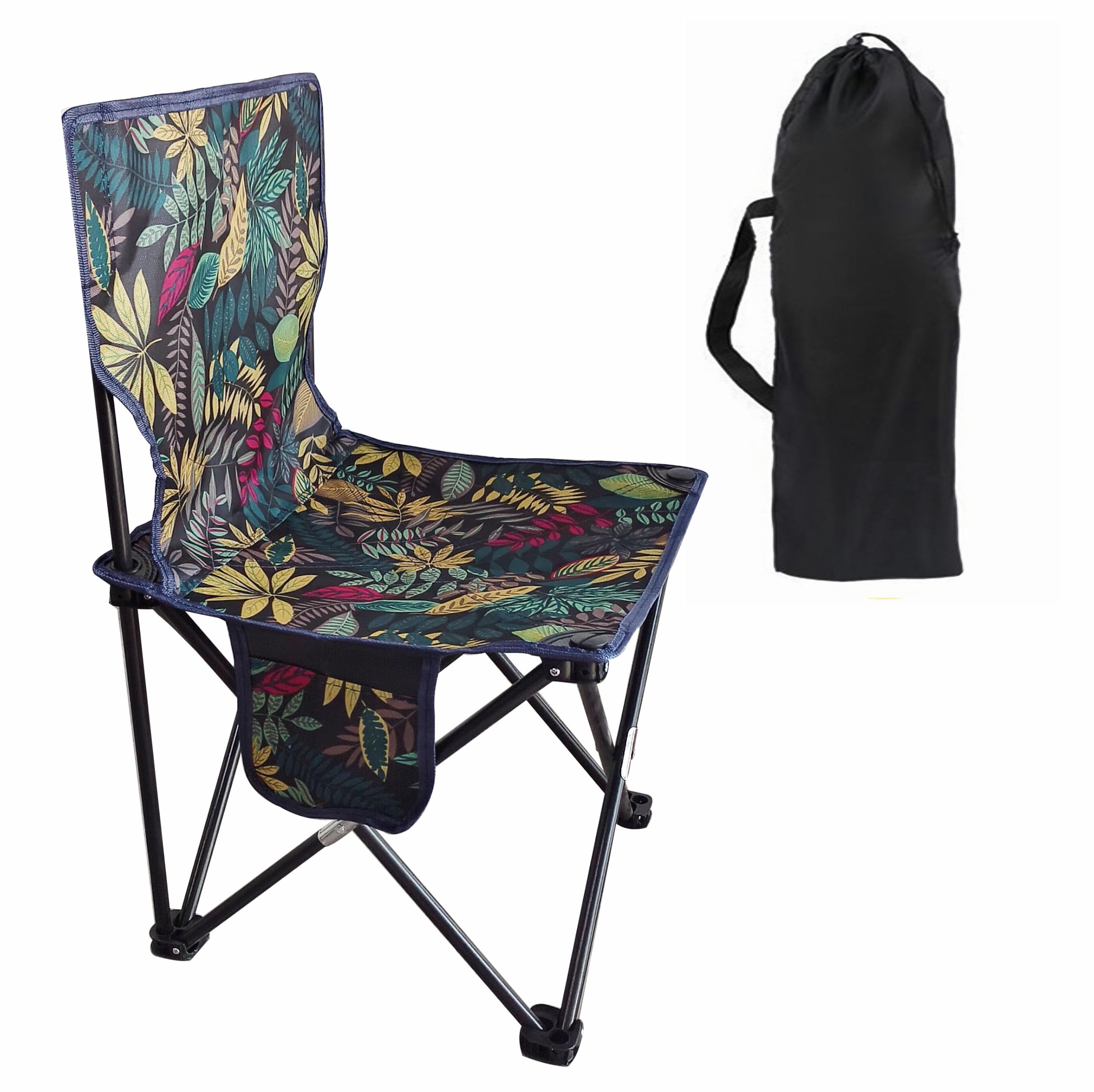 DFXIU Foldable Sturdy Portable Folding Camping Chair Lightweight Includes Carry Bag for adults kids travel Picnic Fishing garden outdoor (Navy Blue Chair-M(58x36X36x30CM))