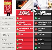 Vista 6 de Mart Cobra Manta de emergencia contra incendios para el hogar y la cocina, 1 paquete, mantas de emergencia para seguridad en el hogar, 40 x 40