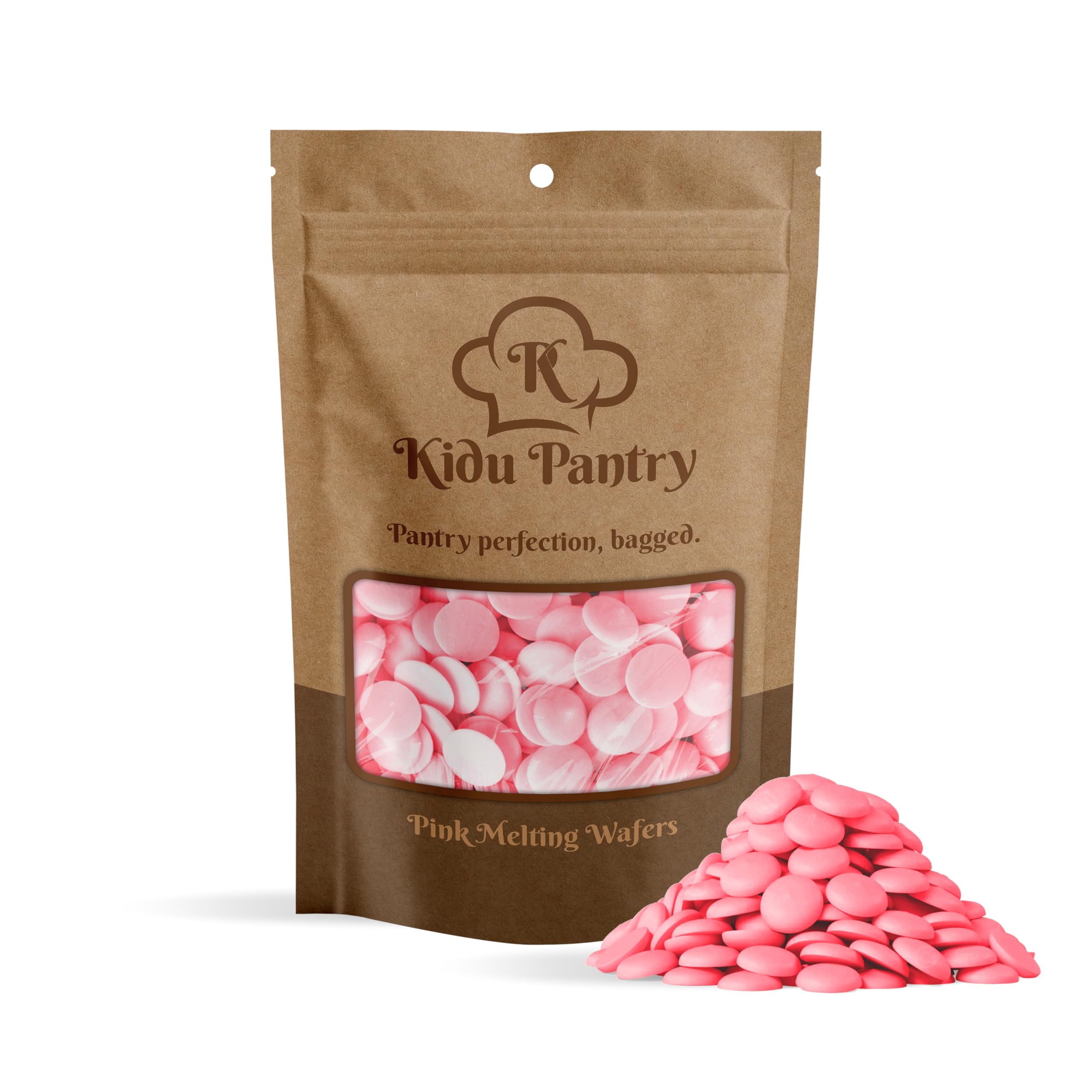 KIDU PANTRY Chocolate Melting Wafers Bulk Bag Perfect For Dipping, Deserts, Baking And More (Pink, 1 Pound)