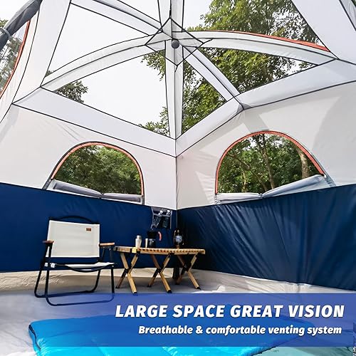 Miniatura 5 de UNP Carpas para 6 personas, impermeable, resistente al viento, fácil instalación, tienda de campaña familiar de doble capa con 1 puerta de malla y 5