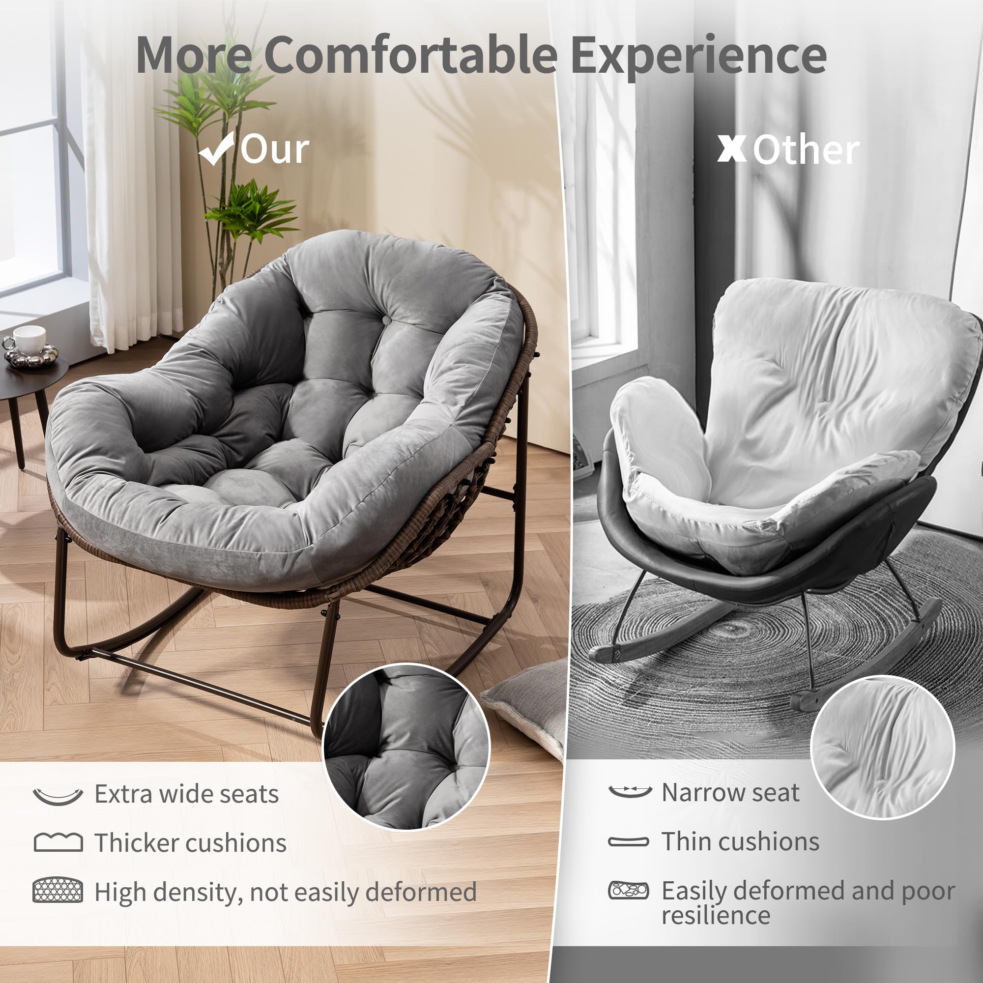 GYCS Rocking Chair, Outdoor Cushion, Waterproof, Ra Produktbild-Vorschau 2