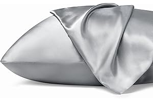 Bedsure Satin Pillowcase with Zipper Queen Size