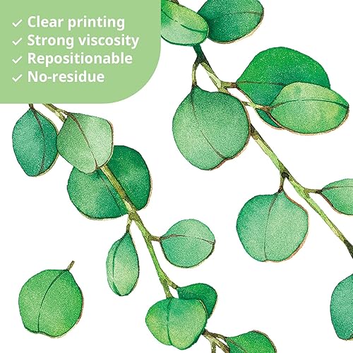 Miniatura 4 de DECOWALL DS9-8052 Calcomanías de pared de vides de eucalipto, calcomanías verdes para niños, despegar y pegar, removibles para guardería,
