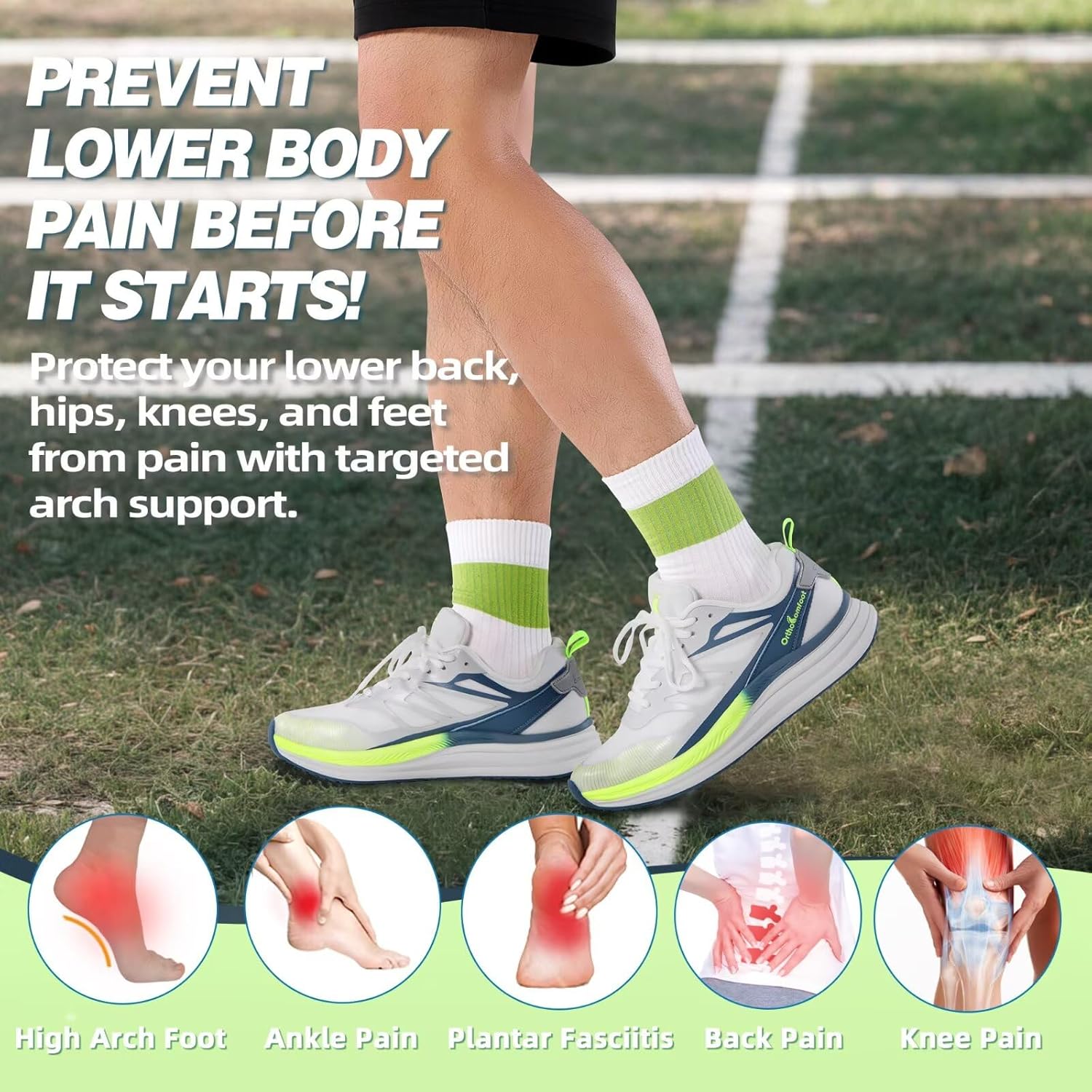 Men's Orthopedic Road Running Shoes: Comfortable Casual Arch Supports Plantar Fasciitis Orthotic Sports Athletic Sneakers, Flat Feet High Arch Tennis Work Walking Shoes for Foot Heel and Pain Relief