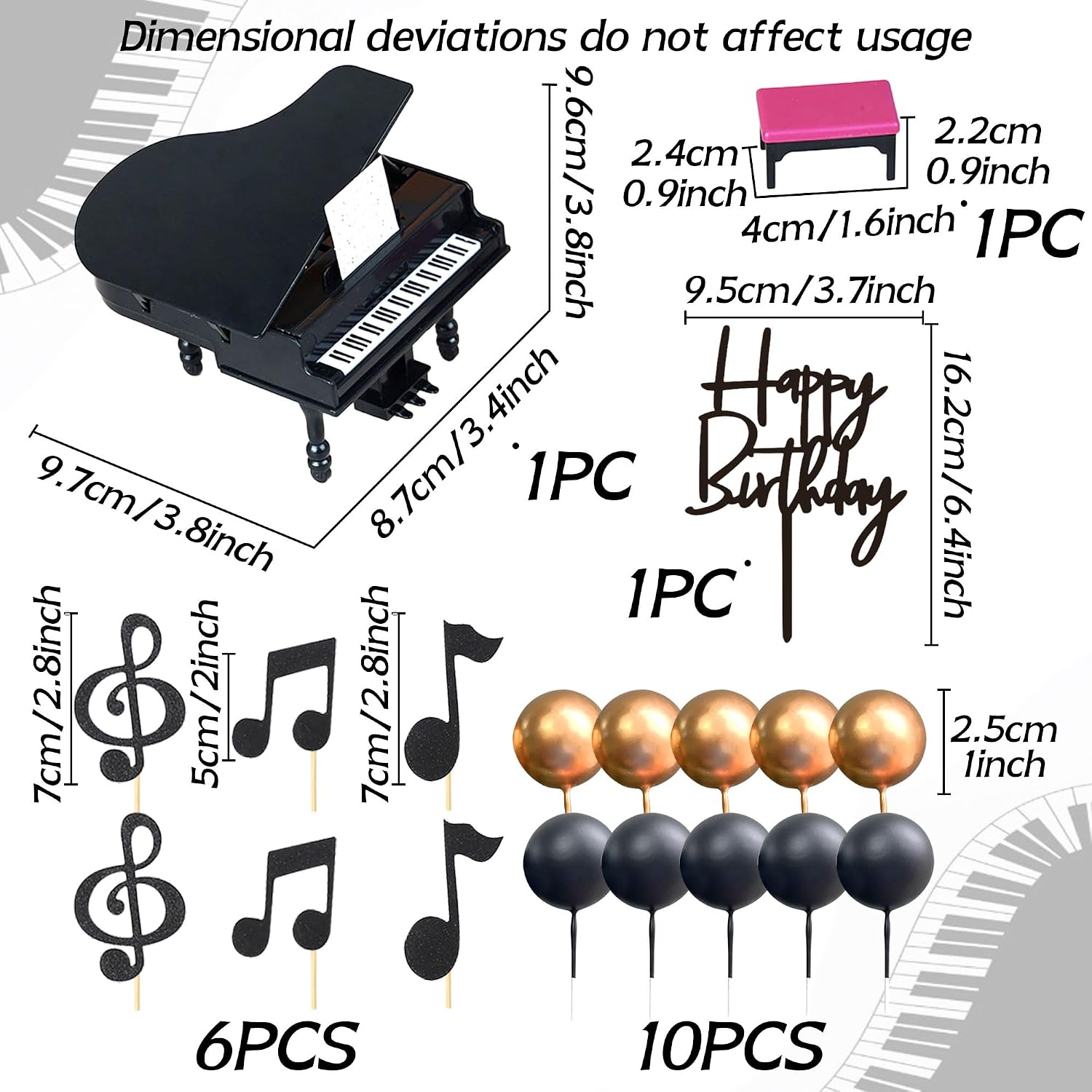 Music Cake Topper Piano Cake Toppers Music Notes Balls Cake Decorations