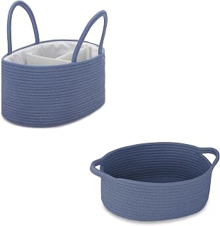 COMSE Large Diaper Caddy Organizer, Diaper Basket, Baby Car Organizer, and Small Woven Basket with Gift Bag and Ribbons