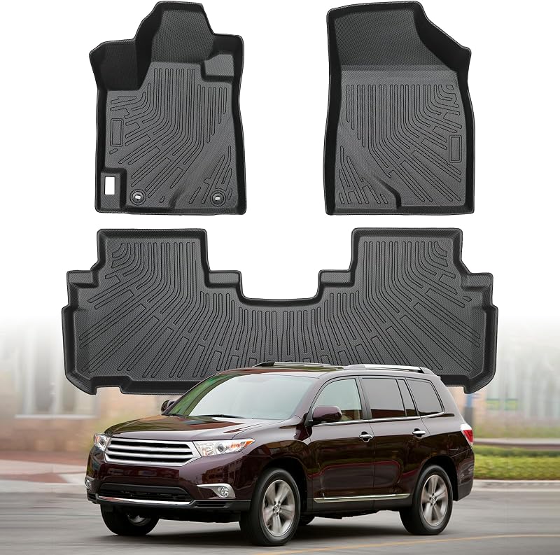 Tapetes automotivos de TPE sob medida para Toyota Highlander 2008 a 2013, dianteiros e traseiro, exceto híbrido, JAOGAUS
