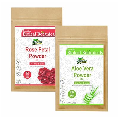 Botanicals Rose Petal & Aloe Vera Powder – 100% Natural Skincare Blend for Hydrated, Glowing Skin – Soothing, Anti-Acne & Anti-Inflammatory Face Pack – No Additives (200g)