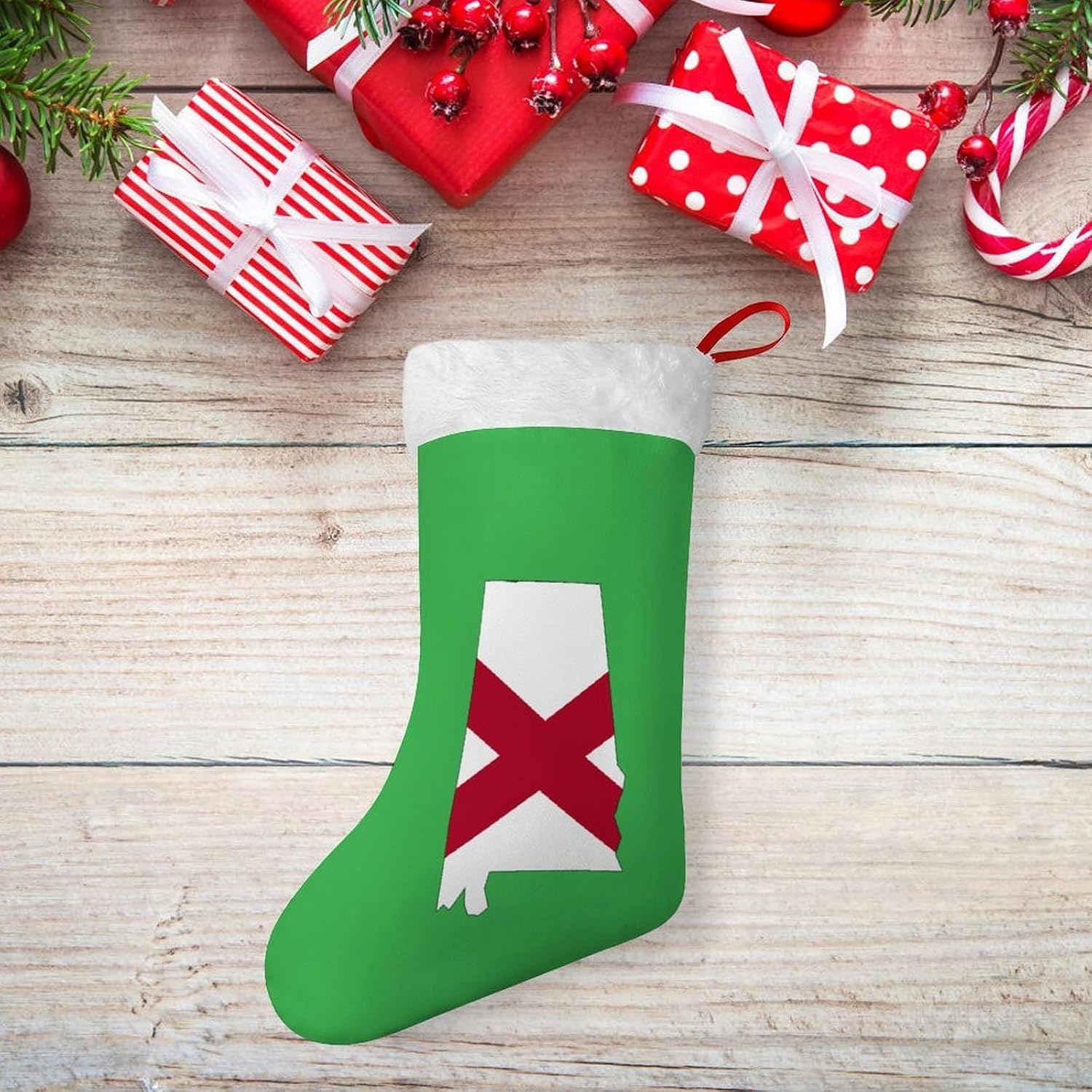 Alabama Map Flag Classic Christmas Stockings Fireplace Party Ornaments image 4