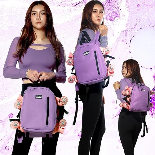 Miniatura 5 de JajaHoho Bolsas para patines de ruedas para mujeres y hombres, mochila multifuncional deportiva para patines de ruedas, patines de hielo, patines en