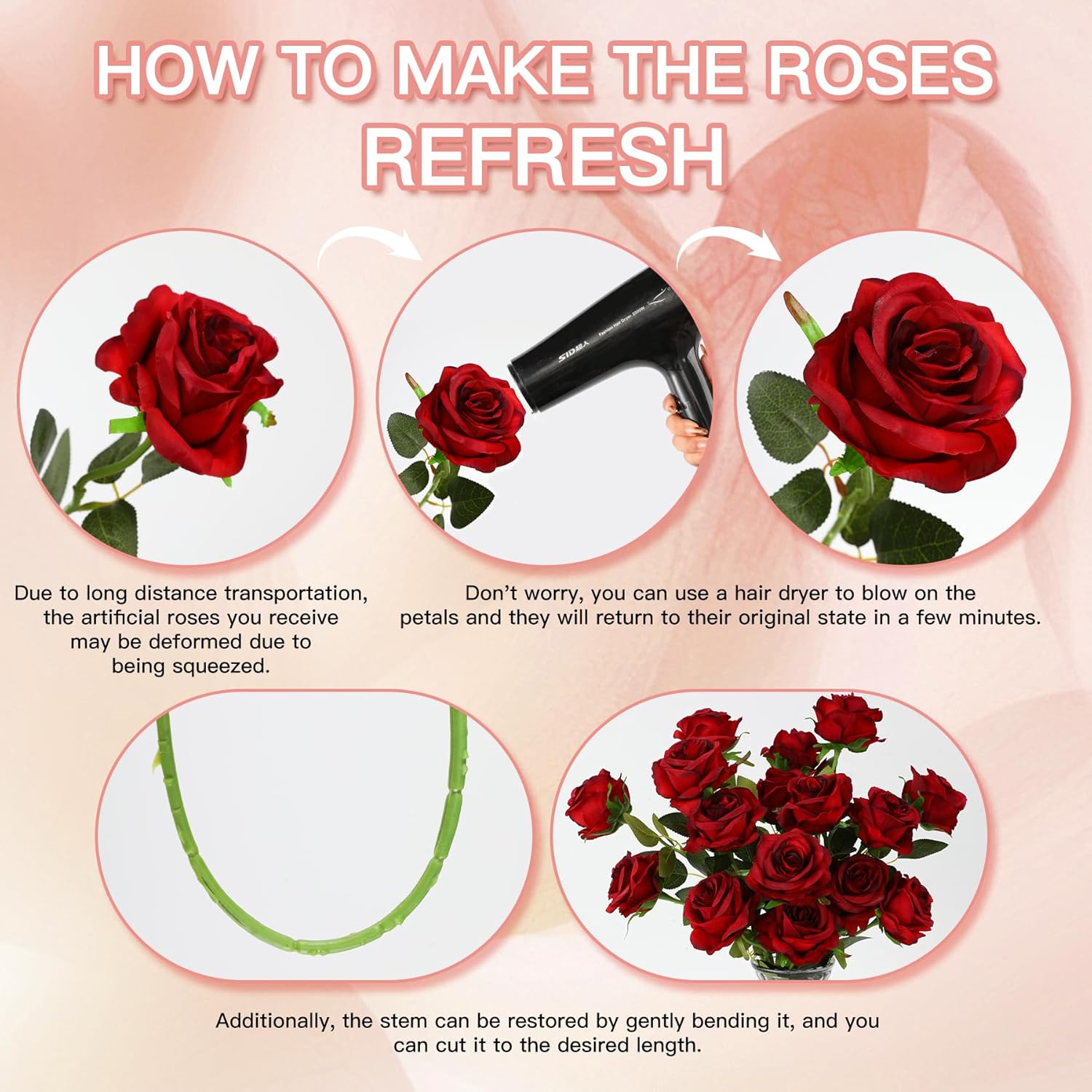 Nubry 50pcs Artificial Burgundy Roses Bulk, Fake Red Roses Flower with Stems Realistic Flowers for Wedding Centerpiece Home Party Decor(Burgundy) - Image 6