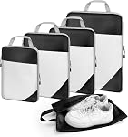 5 Set Compression Packing Cubes Travel: Luggage Organizer Bags | Suitcase Organizers Bags for Compression for Traveling Packing Organizers for Travel Essentials Accessories, Black