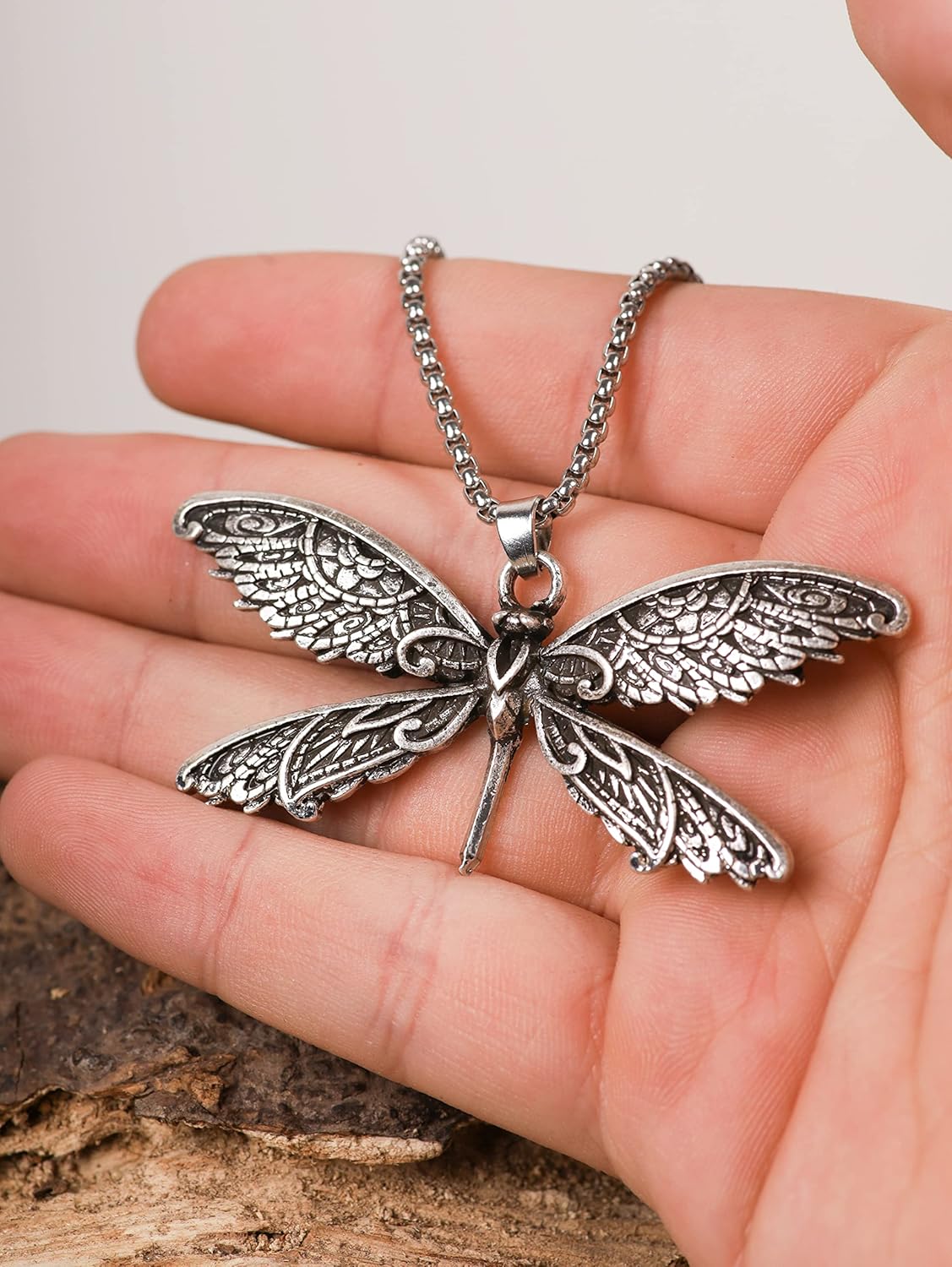 HAQUIL Dragonfly Necklace, Antique Dragonfly Pendant, Box Chain, Vintage Jewelry Gift for Women - Image 4