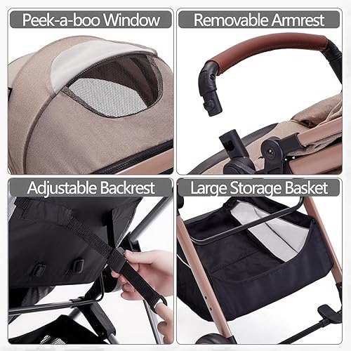 Miniatura 7 de Cochecito de bebé 2 en 1, cochecito convertible para bebés de 0 a 36 meses (beige)