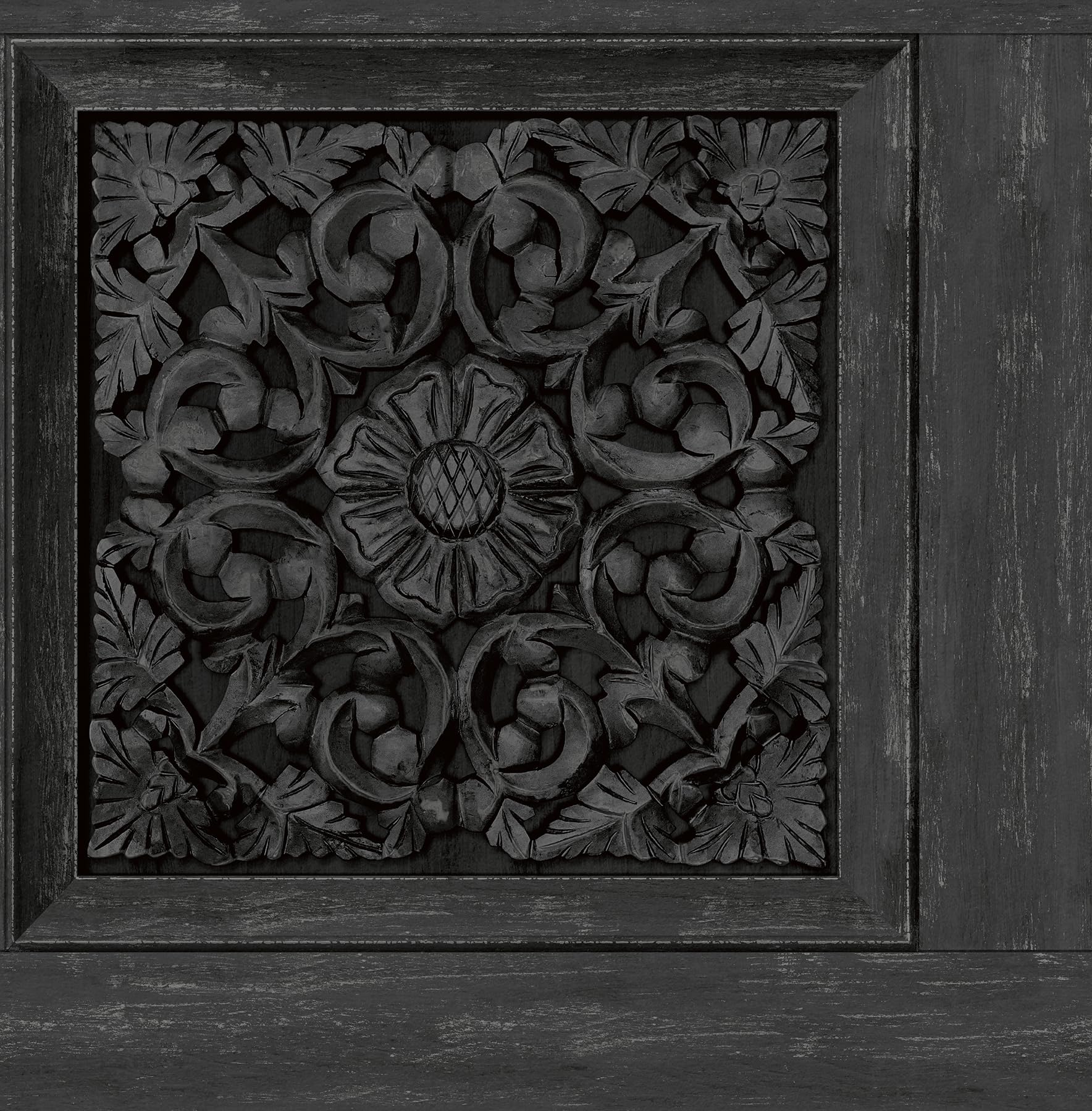 InHome Carved Floral Siyah Peel and Stick Duvar Kağıdı, NHS6178