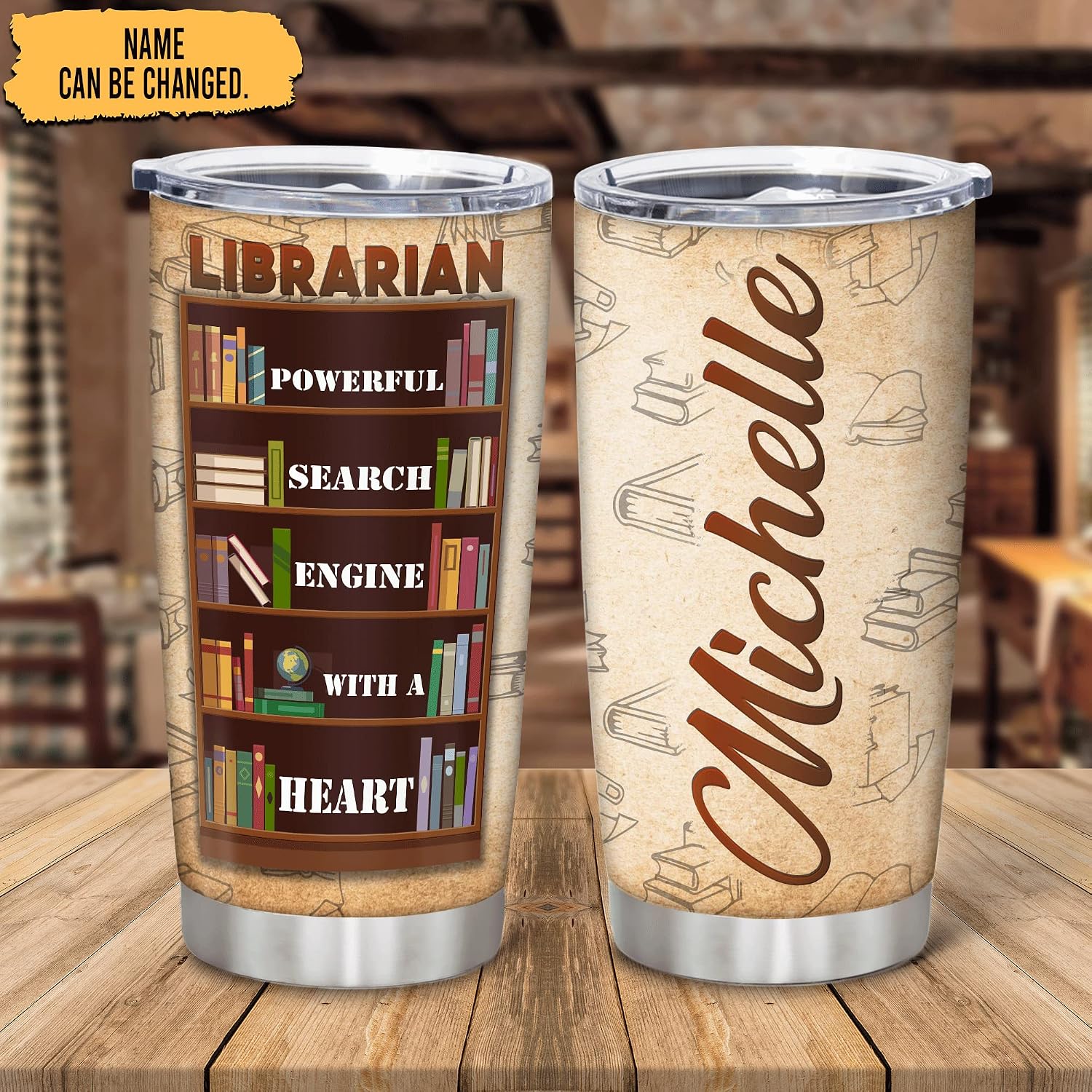 Hyturtle Personalized Gifts For Book Lover - Birthday Christmas - Reading Book Custom Name Stainless Steel Tumbler 20oz With Lid - Book Lover Gifts For Her Women Girl Friend, Bookworm