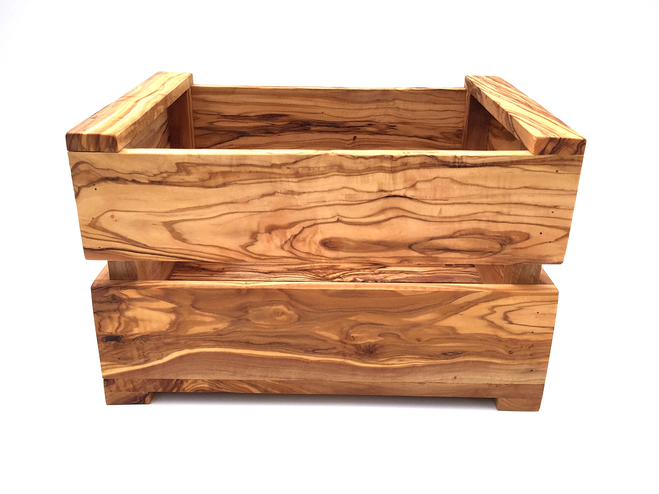 Skrzynka wykonana ręcznie z drewna oliwkowego, rozmiar M, 30 x 22 x 19 cm, do przechowywania, skrzynka na warzywa, owoce, dekoracja, wysokiej jakości