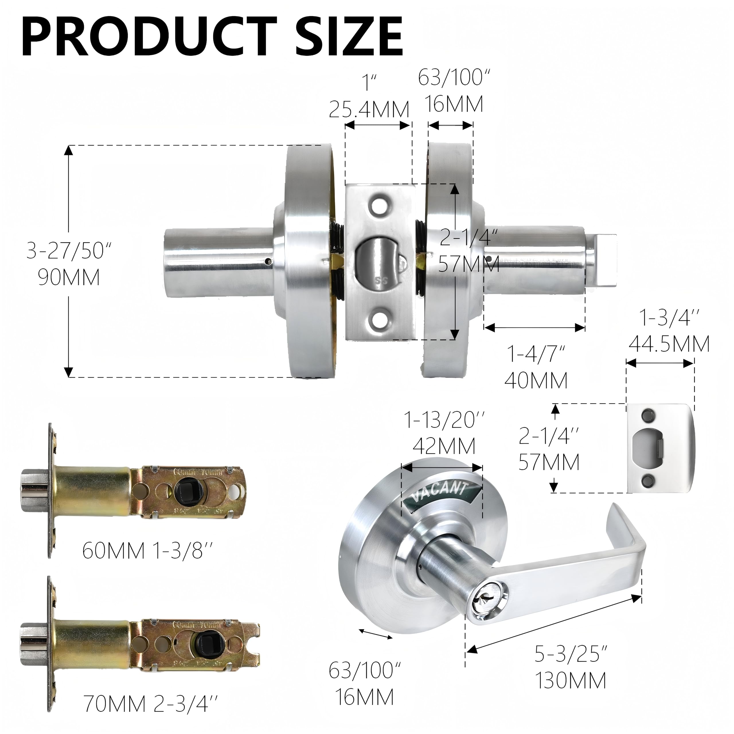 Silver Indicator Door Handle - Privacy Lock for Commercial Use -5 Silver Indicator Door Handle - Privacy Lock for Commercial Use -5