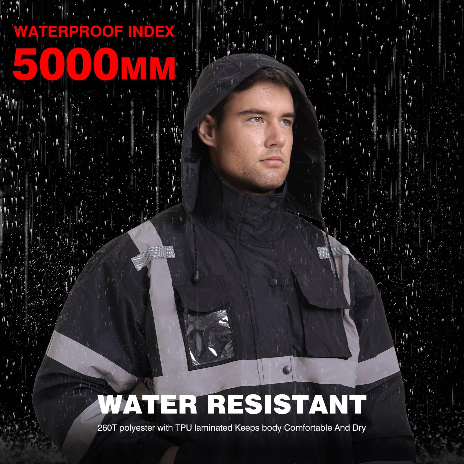 Snapklik.com : Safety Softshell Jacket For Men, High Visibility Rain ...