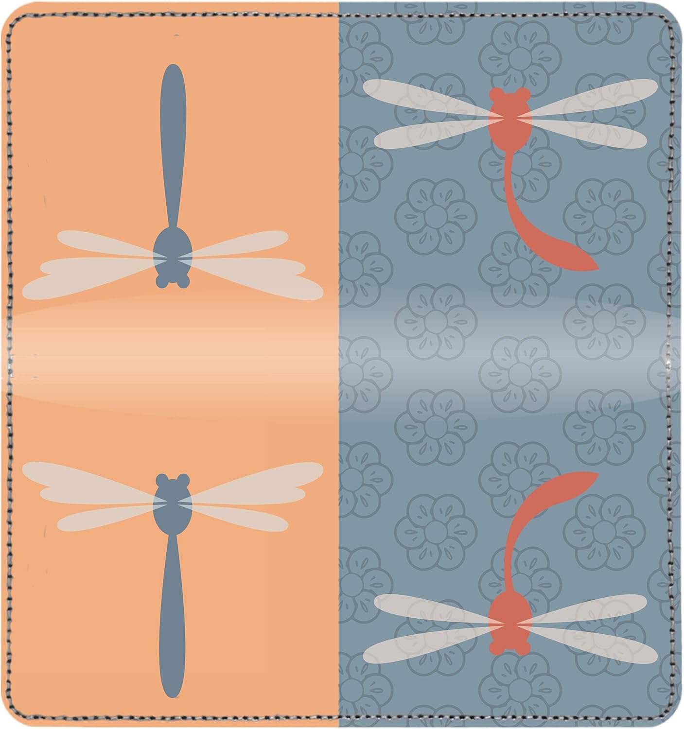 Retro Dragonflies Personal Leather Checkbook Cover for Top Tear Personal Checks
