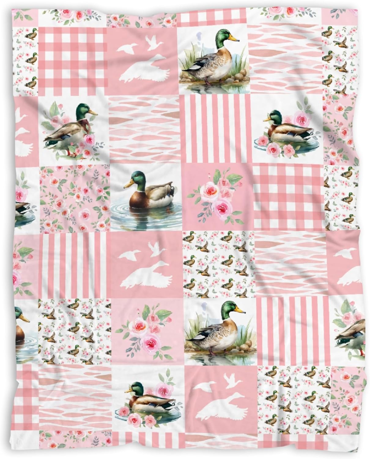 Mallard Duck Blanket, Wild Animal Duck Pattern Throw Soft Fuzzy Flannel Blanket for Bed Couch Sofa Home Decor 50"x60" for Teens