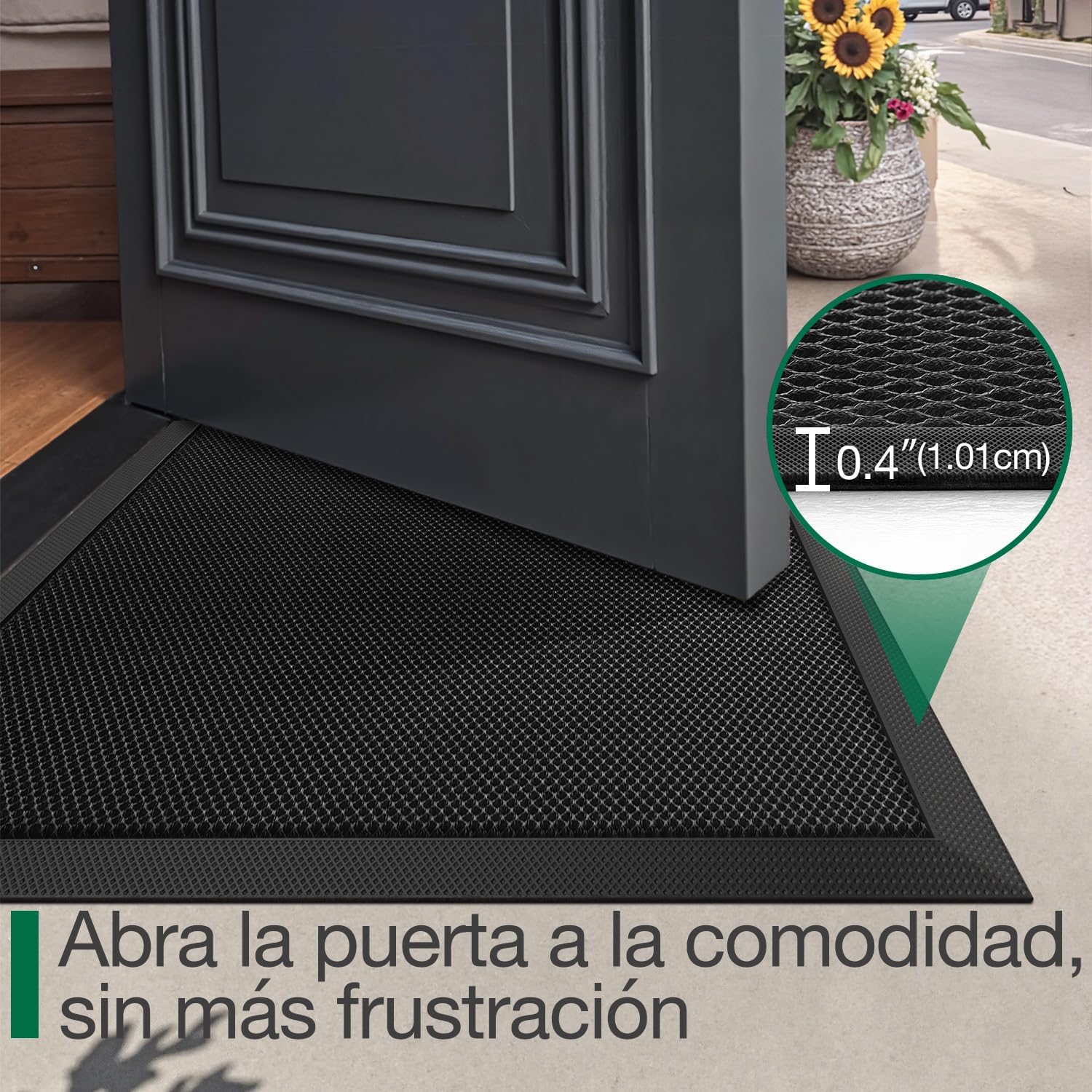 LUMI Felpudo De Uso Intensivo para Puerta Principal Exterior 80x120 cm, Antideslizante y Duradero, Atrapa Suciedad, Resistente a Manchas y Decoloración, Negro