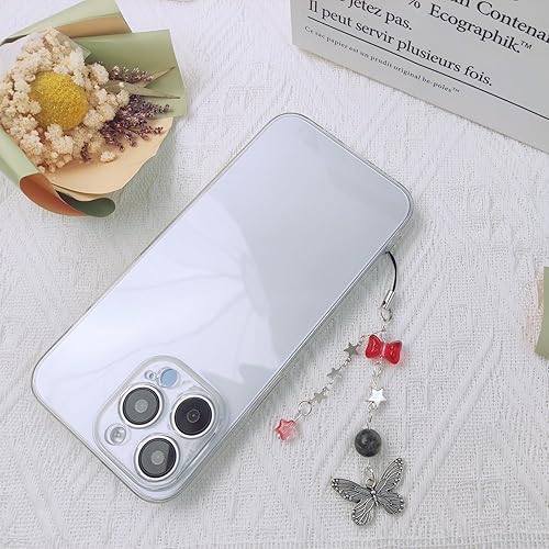 Miniatura 4 de Homvog 1  4 dijes estéticos para teléfono celular Y2K, correa de fresa, mariposa, estrella, accesorios Y2K para teléfono, bolsa, llavero, Airpods,