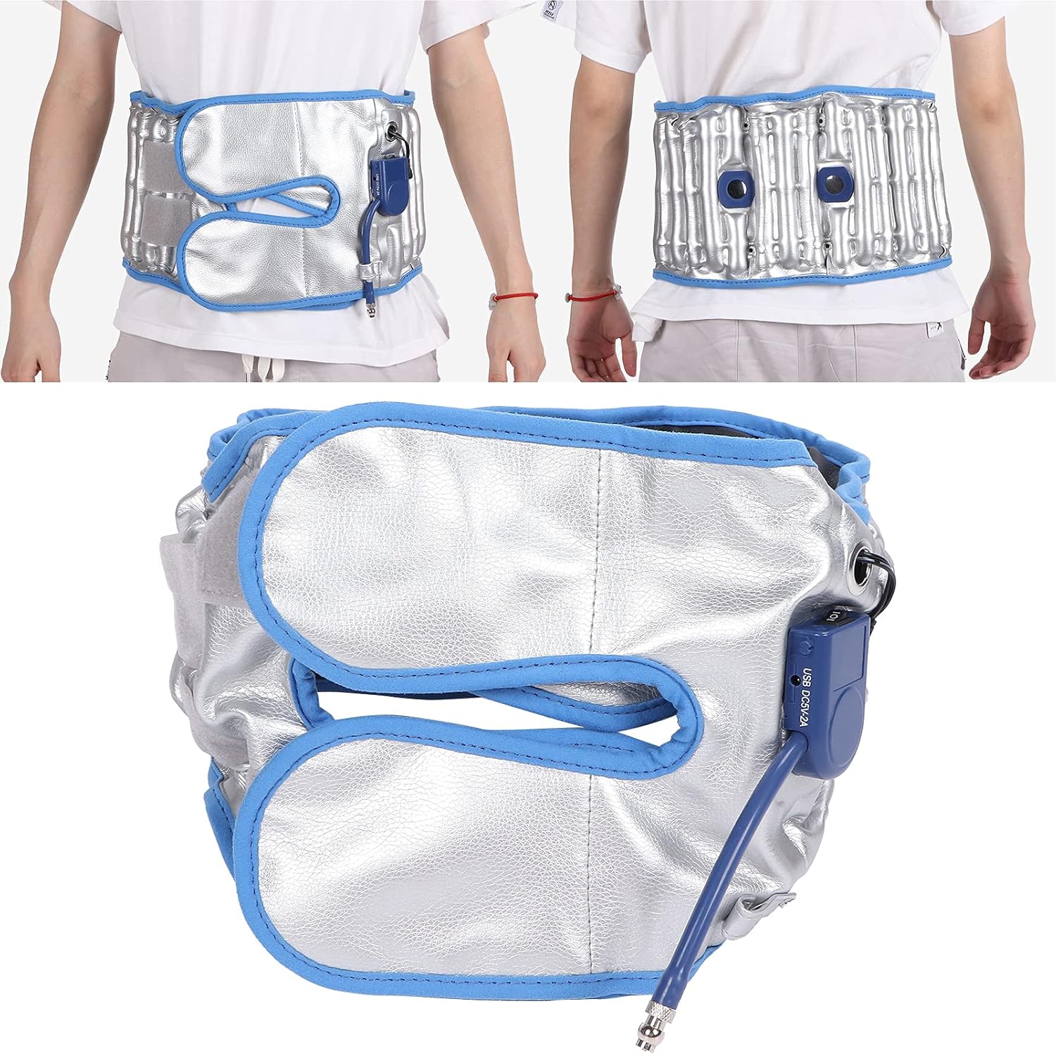 Kikumi [Heated Decompression Back Belt] Portable Lumbar Traction Device with Thermal Pad